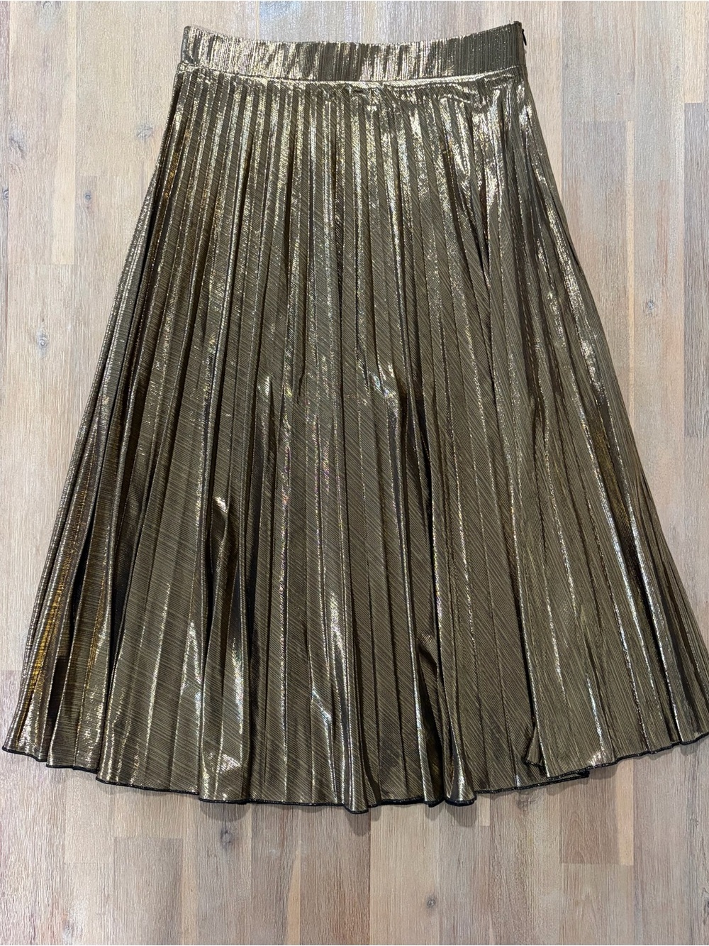 Romeo & Juliet Couture Metallic Bronze Pleated Midi Skirt